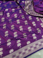Dual Purple Pure Katan Silk Boota Saree