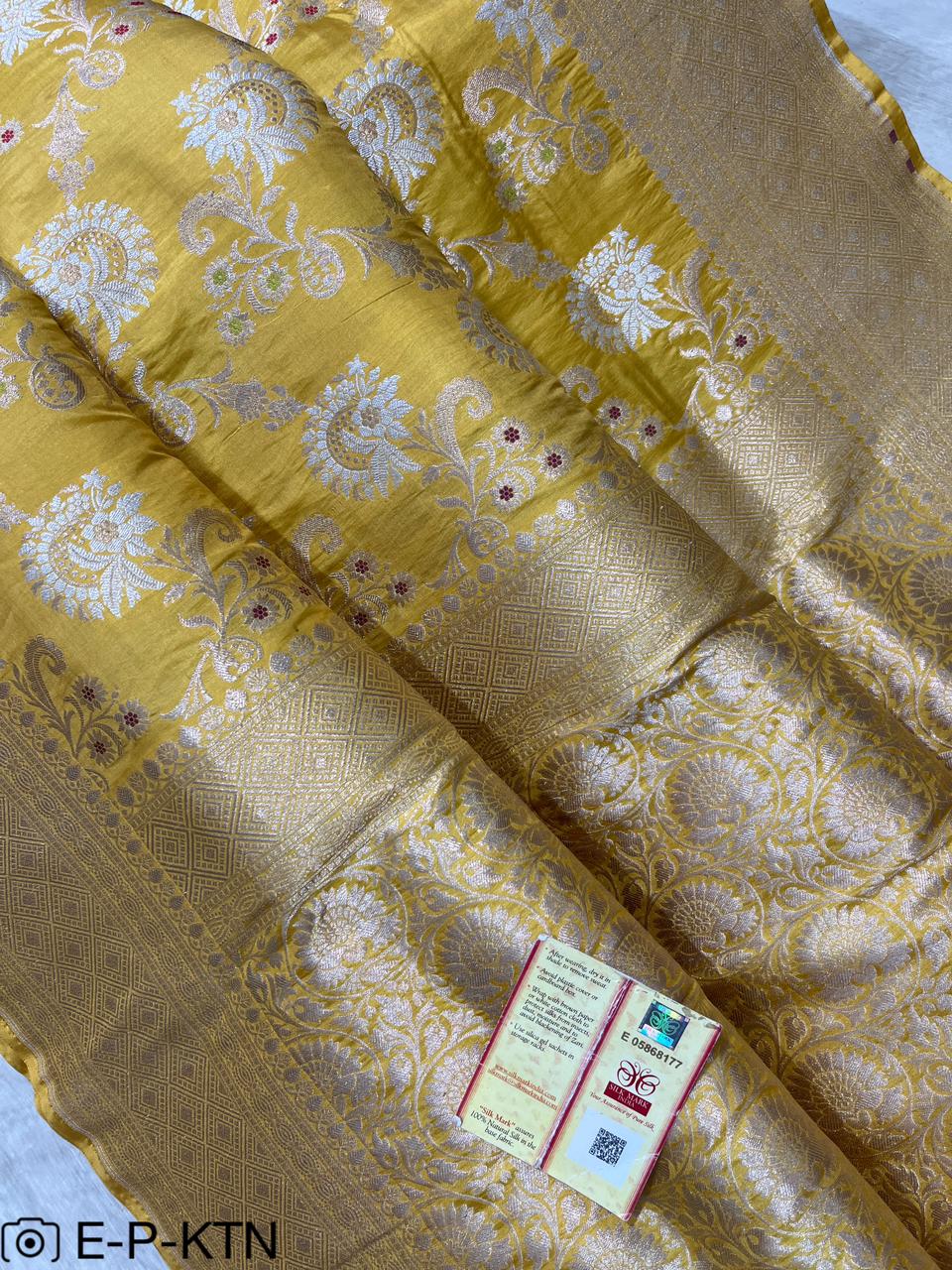 Katan Meenakari Handloom Banarasi Saree for Haldi Ceremony