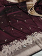 Wine Handwoven Vintage Pure Skirt Banarasi Silk Saree