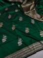 Bottle Green Handwoven Vintage Pure Banarasi Silk Boota Saree