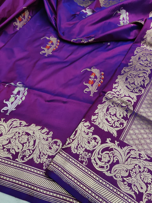 Handwoven Vintage Pure Banarasi Silk Boota Saree