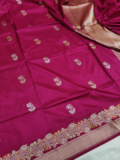 Handwoven Vintage Pure Banarasi Silk Booti Saree