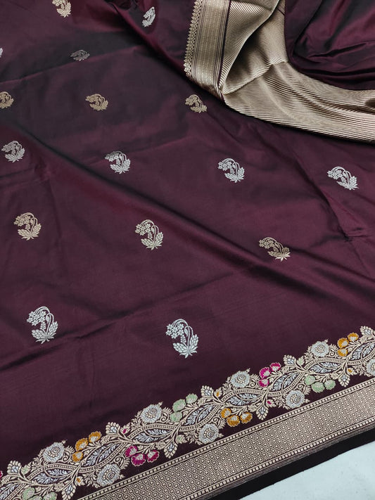 Handwoven Vintage Pure Banarasi Silk Booti Saree