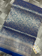 Pure Handloom Katan Brocade Blue Banarasi Saree