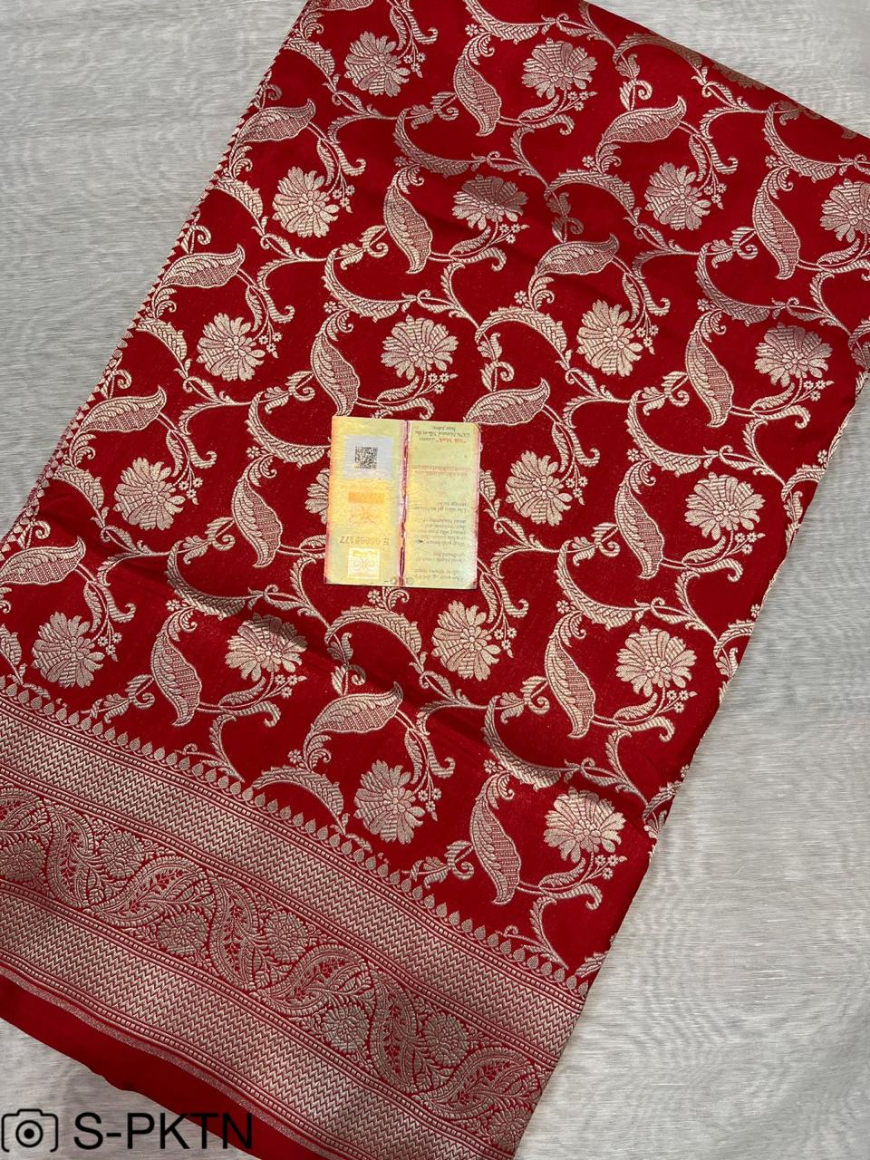 Pure Handloom Katan Cutwork Banarasi Saree