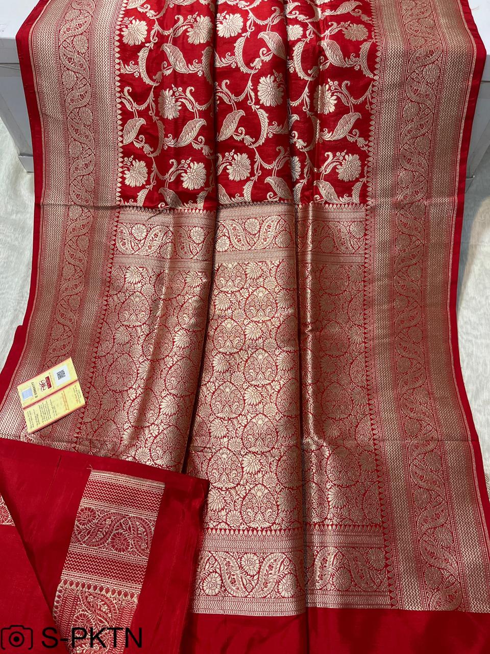 Pure Handloom Katan Cutwork Banarasi Saree