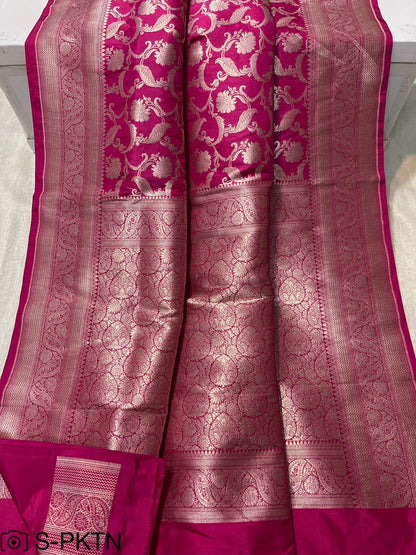 Pure Handloom Katan Cutwork Banarasi Sari