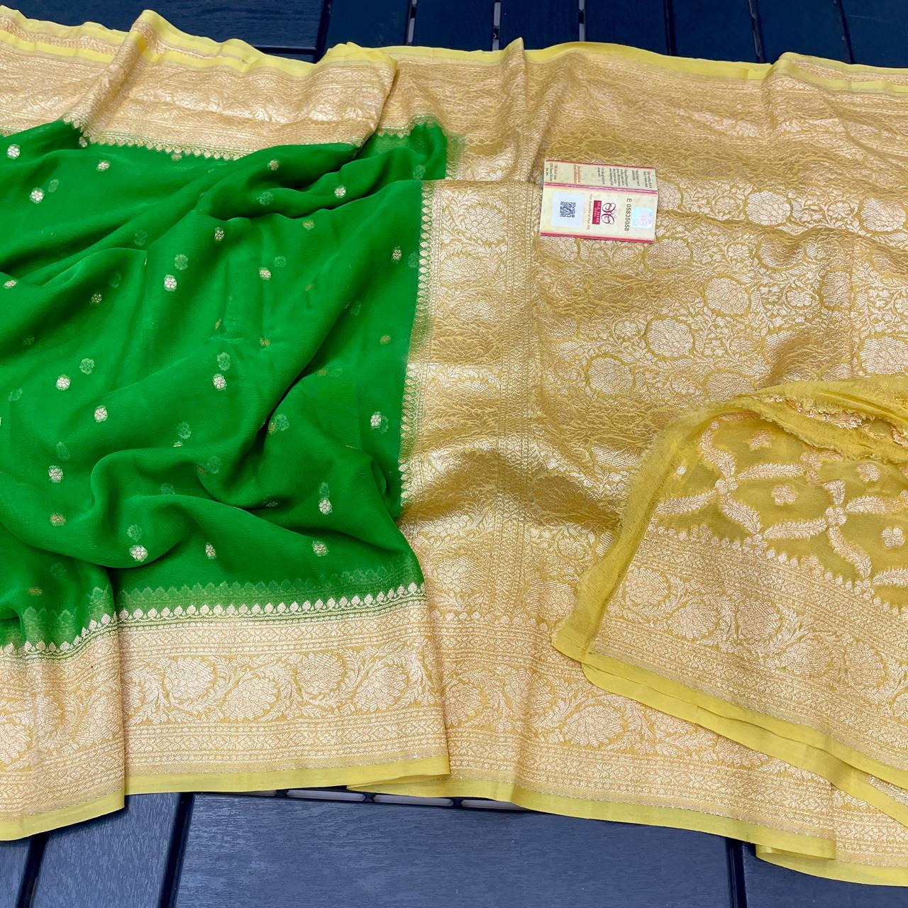 Pure Khaddi Georgette Booti Silk Saree