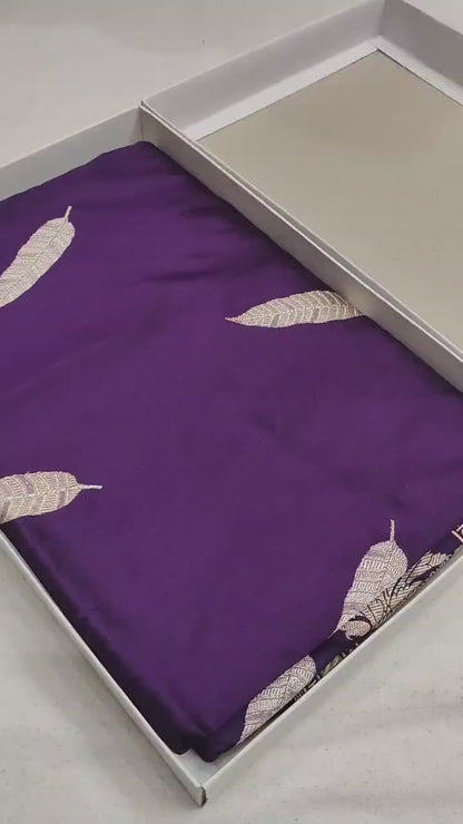 Purple Pure Banarasi Handwoven Kadhua Katan Silk Saree