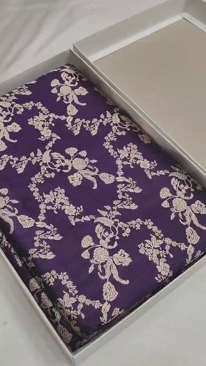 Purple Pure Katan Silk Banarasi Saree