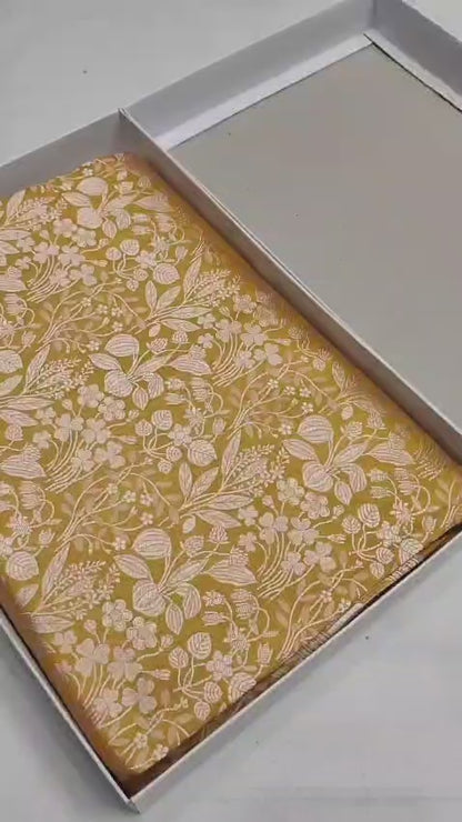 Yellow Pure Handloom Katan Brocade Banarasi Saree