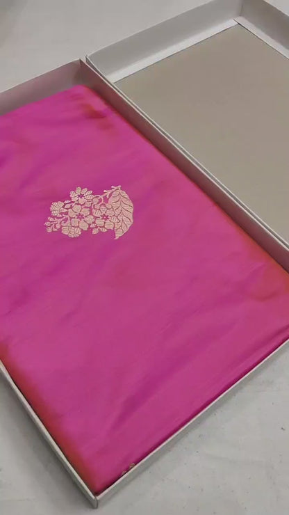 Pink Pure Banarasi Handwoven Kadhua Katan Silk Saree