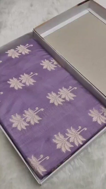 Mauve Pure Katan Silk Boota Saree