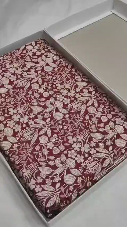 Maroon Pure Handloom Katan Brocade Banarasi Saree