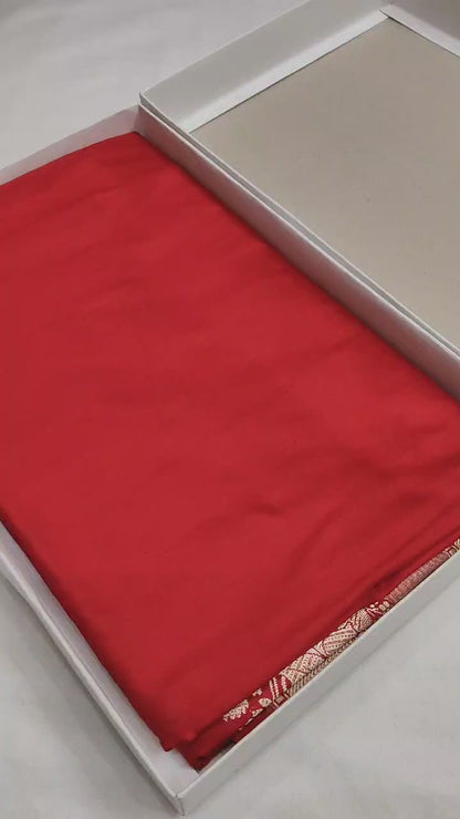 Red Pure Banarasi Handwoven Kadhua Katan Silk Saree