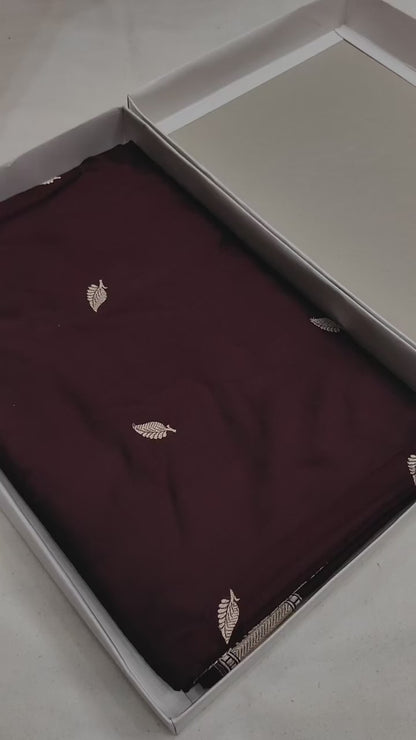 Wine Handwoven Vintage Pure Skirt Banarasi Silk Saree