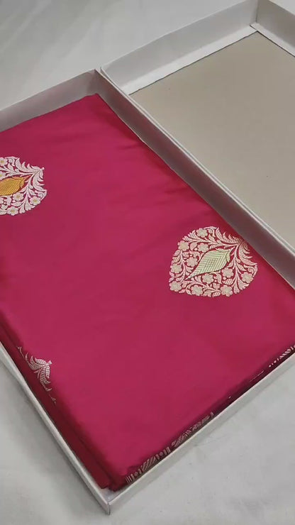 Ruby Rani Pure Banarasi Handwoven Kadhua Katan Silk Saree