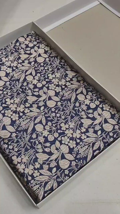 Dual Shade Blue Pure Handloom Katan Brocade Banarasi Saree