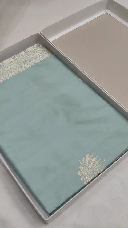 Pista Green Pure Banarasi Handwoven Kadhua Katan Silk Saree