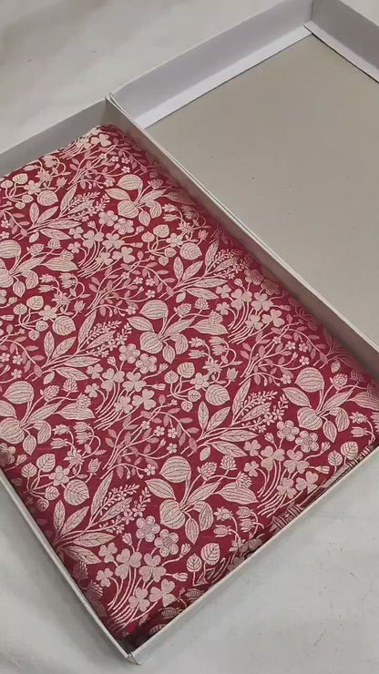 Deep Red Pure Handloom Katan Brocade Banarasi Saree