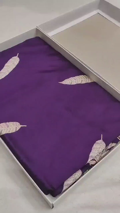 Purple Pure Banarasi Handwoven Kadhua Katan Silk Saree
