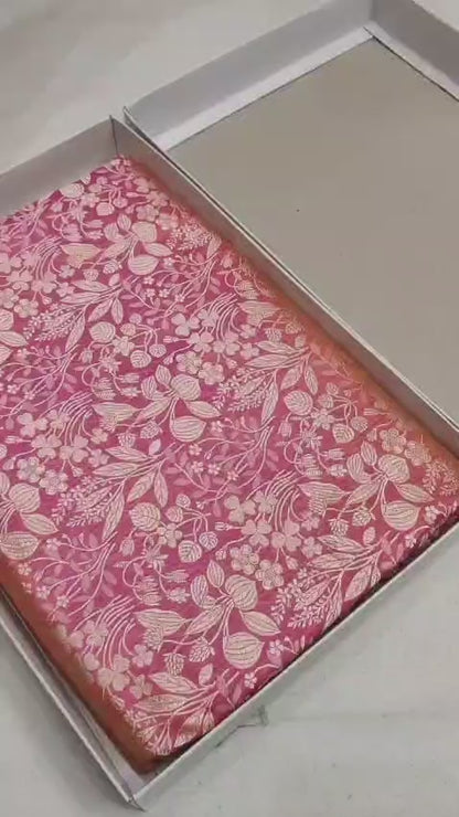 Deep Pink Pure Handloom Katan Brocade Banarasi Saree