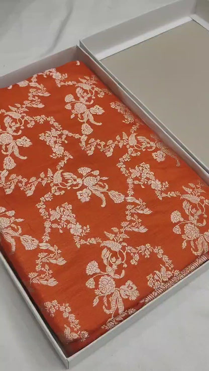 Orange Pure Katan Silk Banarasi Saree