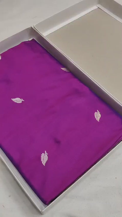 Purple Handwoven Vintage Pure Skirt Banarasi Silk Saree