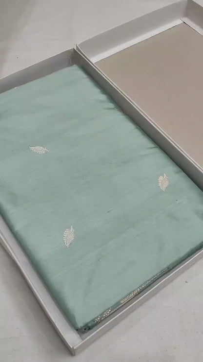 Pista Green Pure Banarasi Handwoven Kadhua Katan Silk Saree
