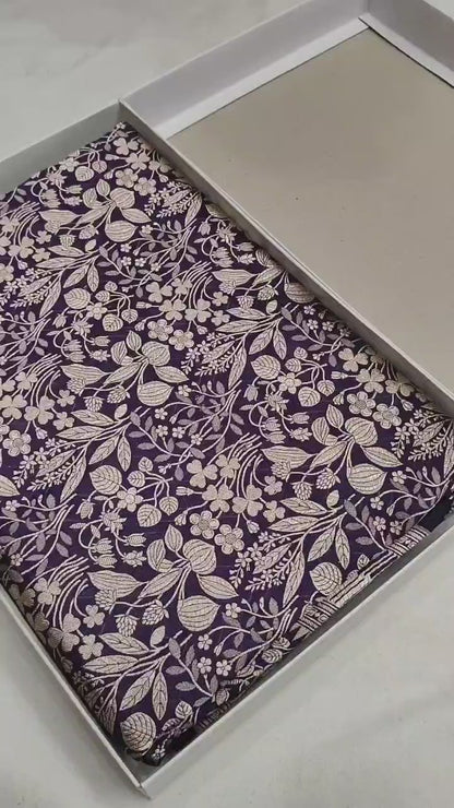 Purple Pure Handloom Katan Brocade Banarasi Saree