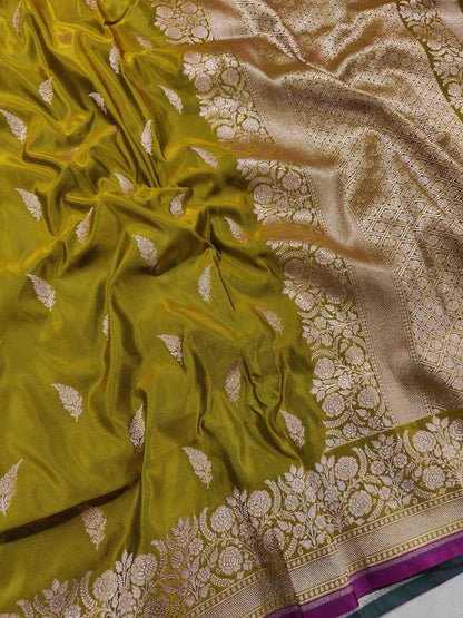 Banarasi Handwoven Satin Mashru Silk Saree