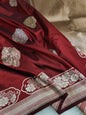 Maroon Pure Banarasi Handwoven Kadhua Katan Silk Saree