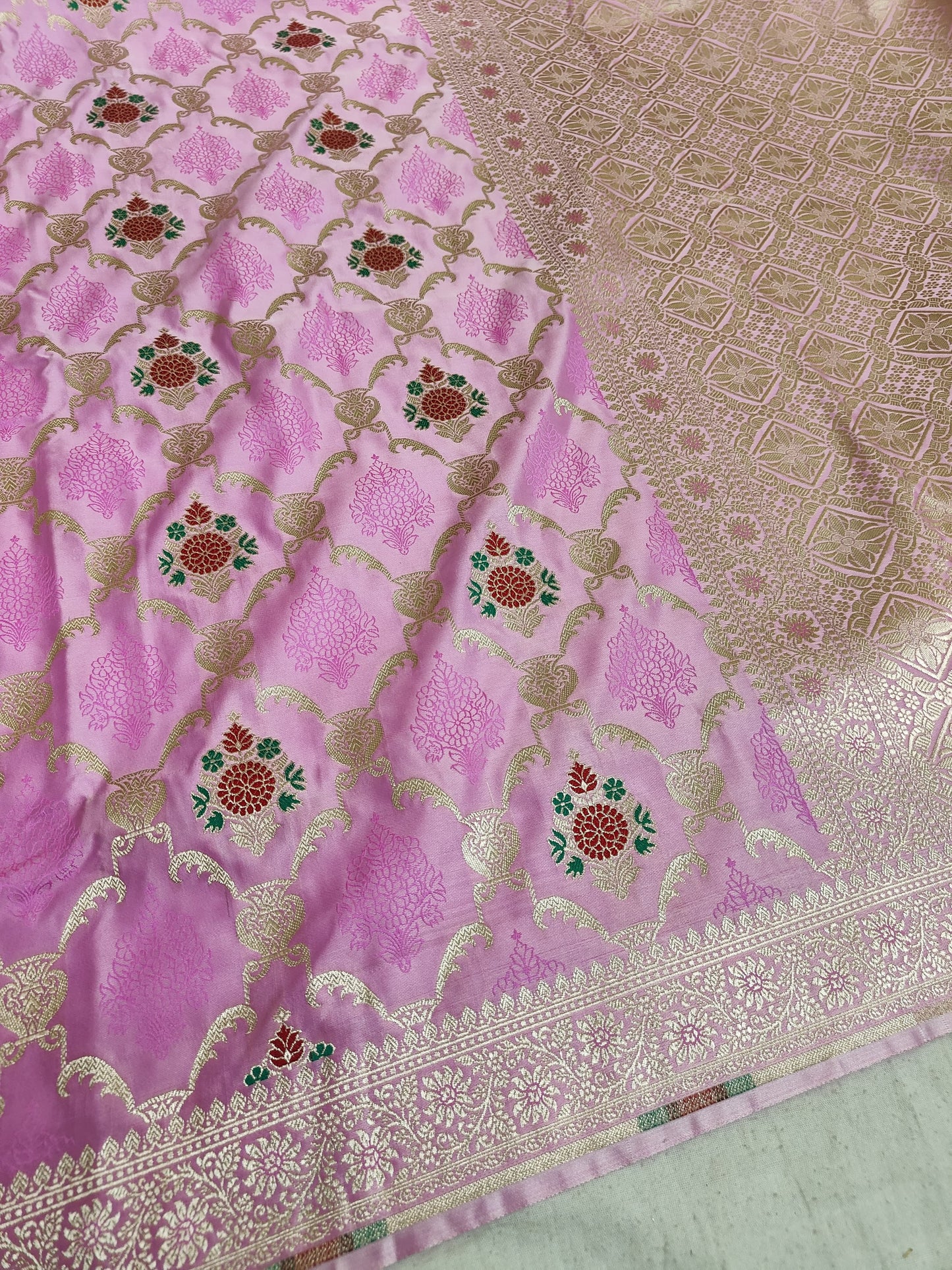 Banarasi Handwoven Satin Mashru Silk Saree