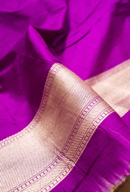 Magenta Pure Katan Silk Sona Roopa Zari Weaved Handloom Banarasi Saree