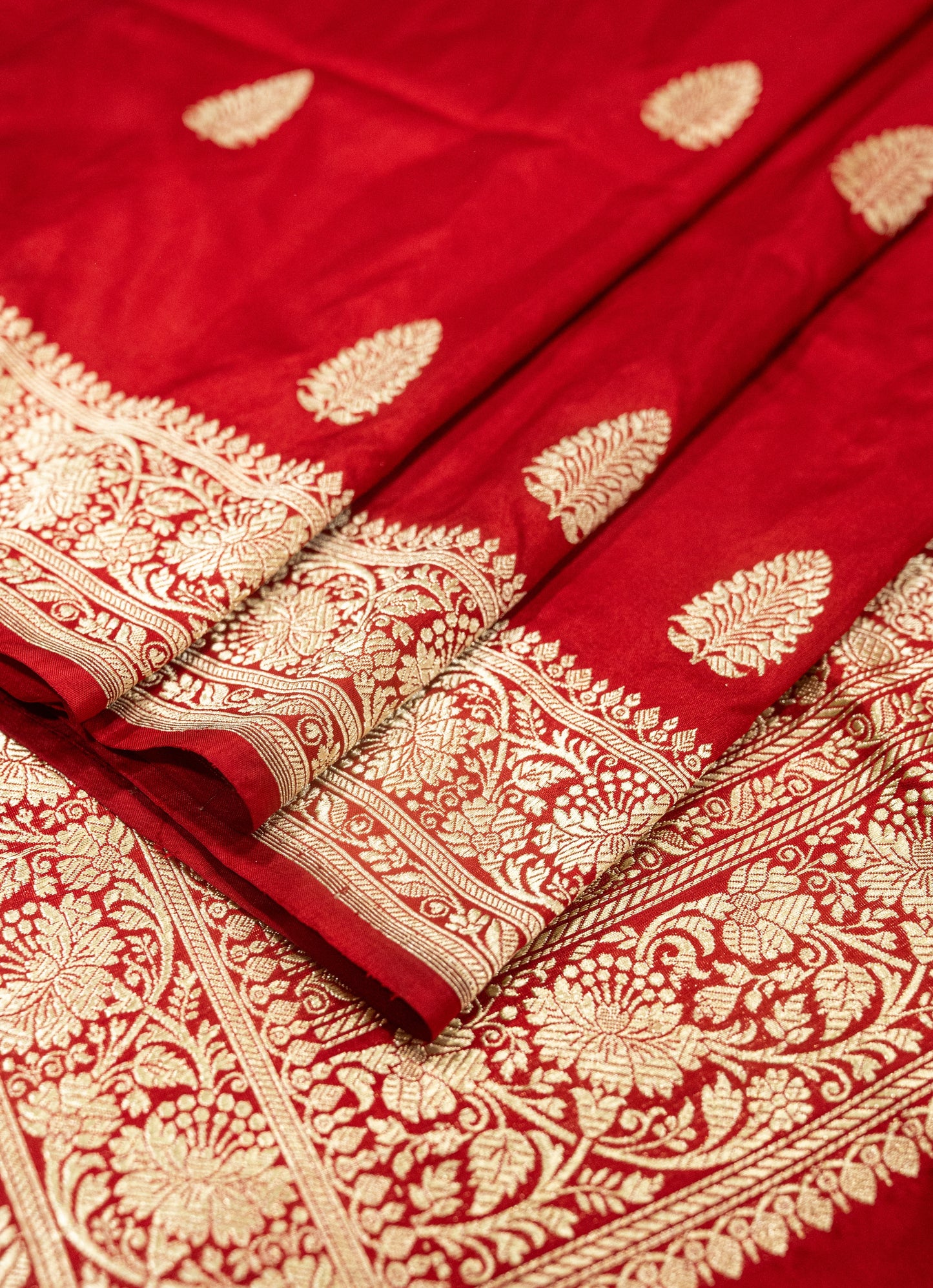 Red Pure Banarasi Handwoven Kadhua Katan Silk Saree