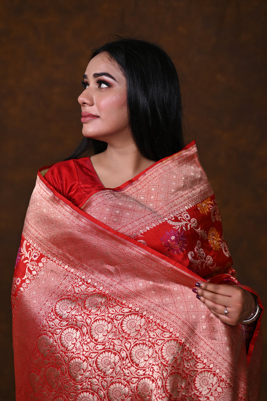 Katan Meenakari Handloom Banarasi Bridal Saree