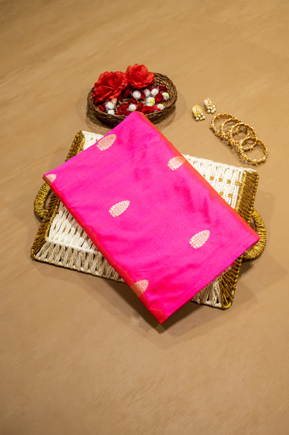 Pink Pure Banarasi Handwoven Kadhua Katan Silk Saree