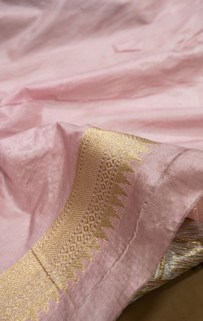 Baby Pink Pure Katan Silk Sona Roopa Zari Weaved Handloom Banarasi Saree