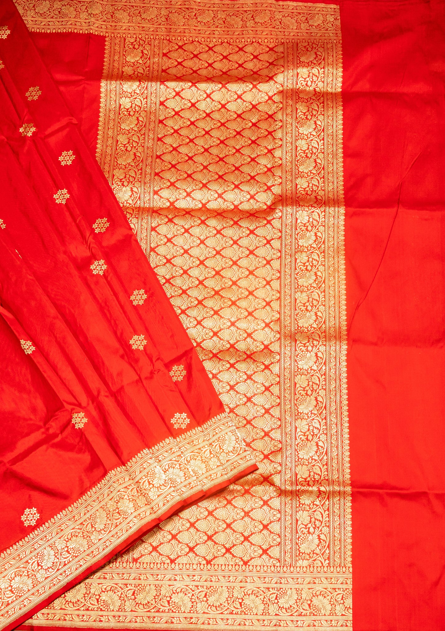 Red Pure Banarasi Handwoven Kadhua Katan Silk Saree