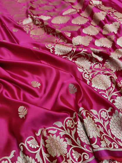 Banarasi Handwoven Satin Mashru Silk Saree