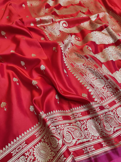 Banarasi Handwoven Satin Mashru Silk Saree