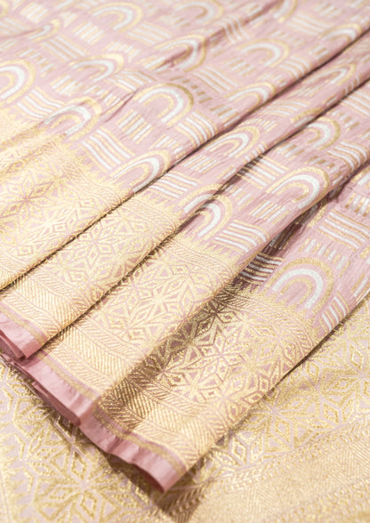 Baby Pink Pure Katan Silk Sona Roopa Zari Weaved Handloom Banarasi Saree