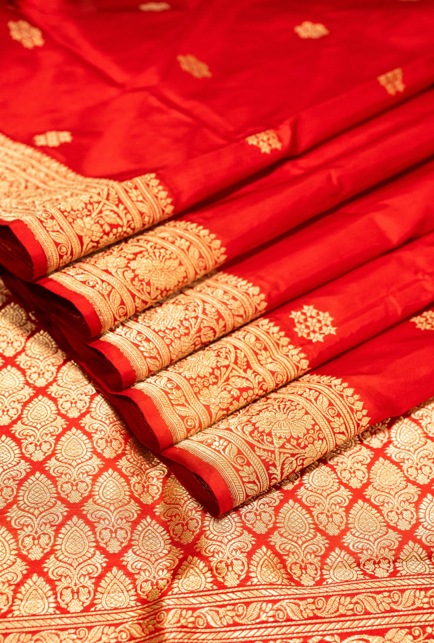 Red Pure Banarasi Handwoven Kadhua Katan Silk Saree