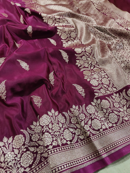 Banarasi Handwoven Satin Mashru Silk Saree