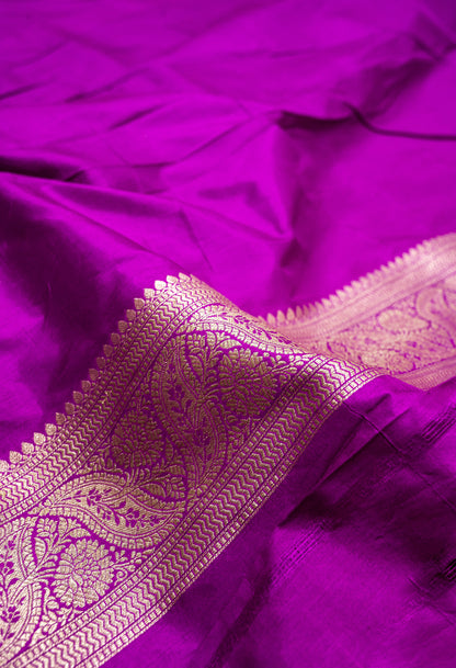 Purple Jaal Handwoven Pure Katan Silk Banarasi Saree