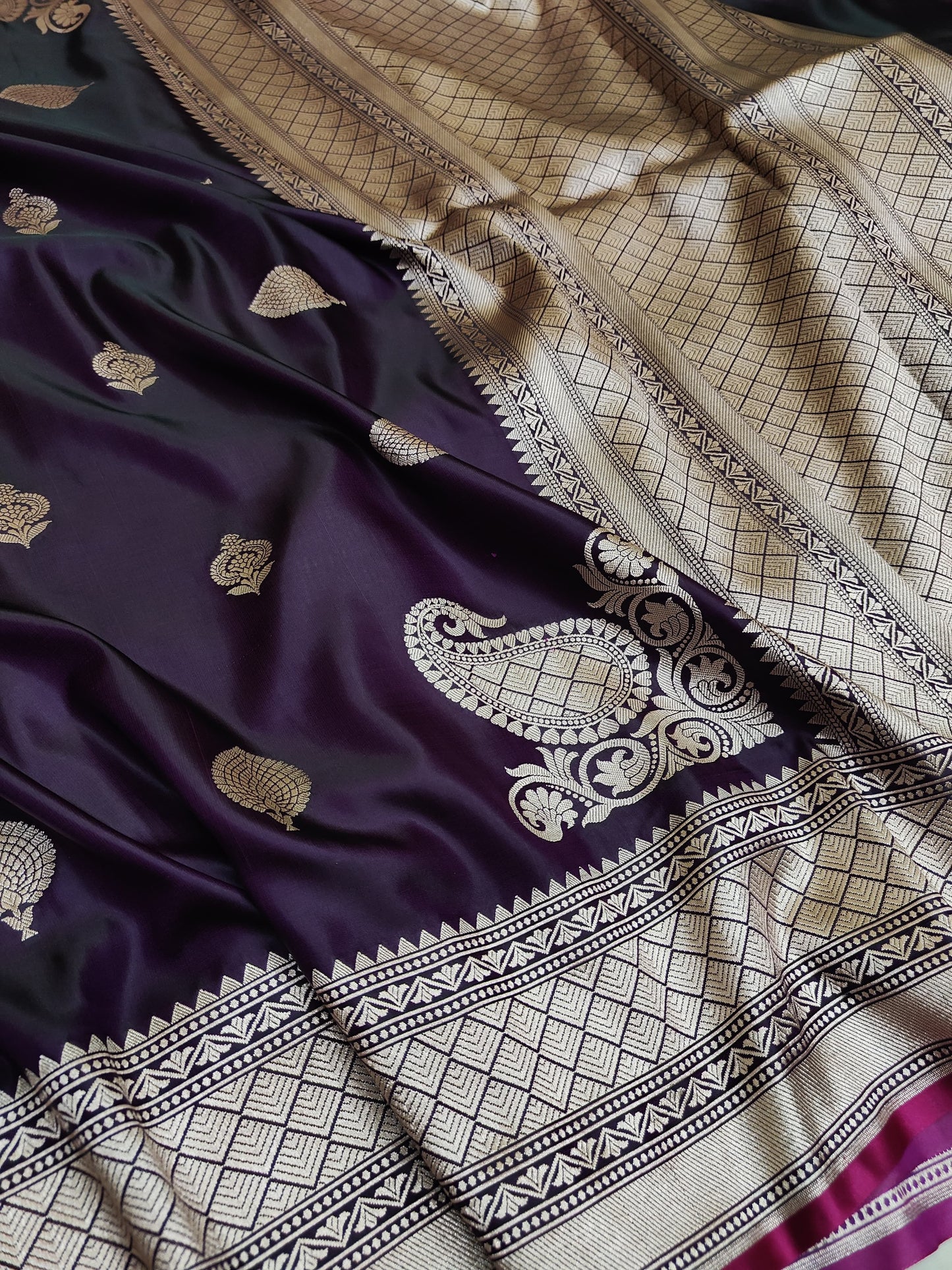 Banarasi Handwoven Satin Mashru Silk Saree