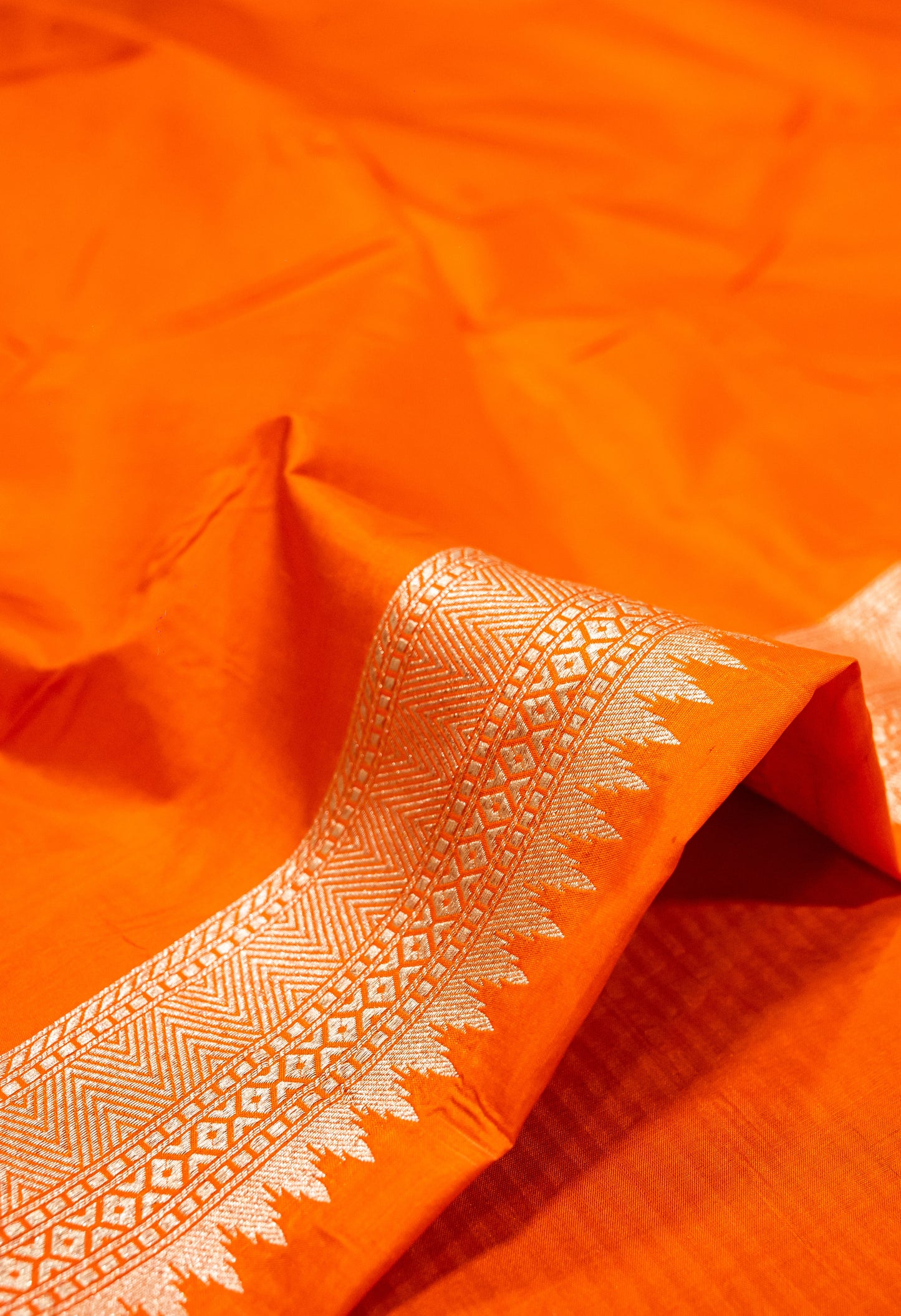 Orange Handwoven Pure Katan Multi Meenakari Banarasi Saree