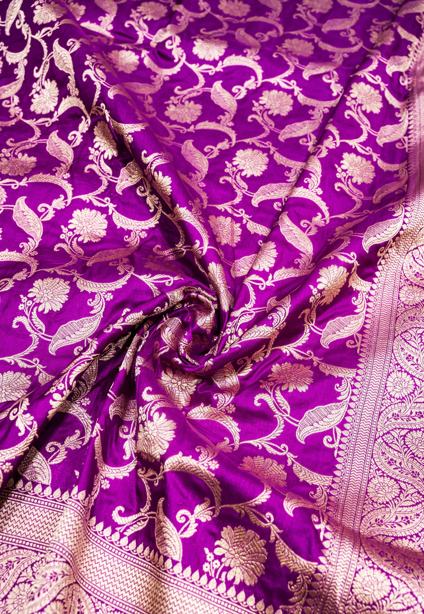 Purple Jaal Handwoven Pure Katan Silk Banarasi Saree