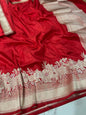 Red Pure Banarasi Handwoven Kadhua Katan Silk Saree