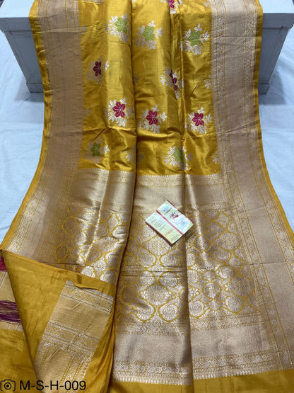 Pure Katan Meenakari Handloom Banarasi Saree for Haldi Ceremony